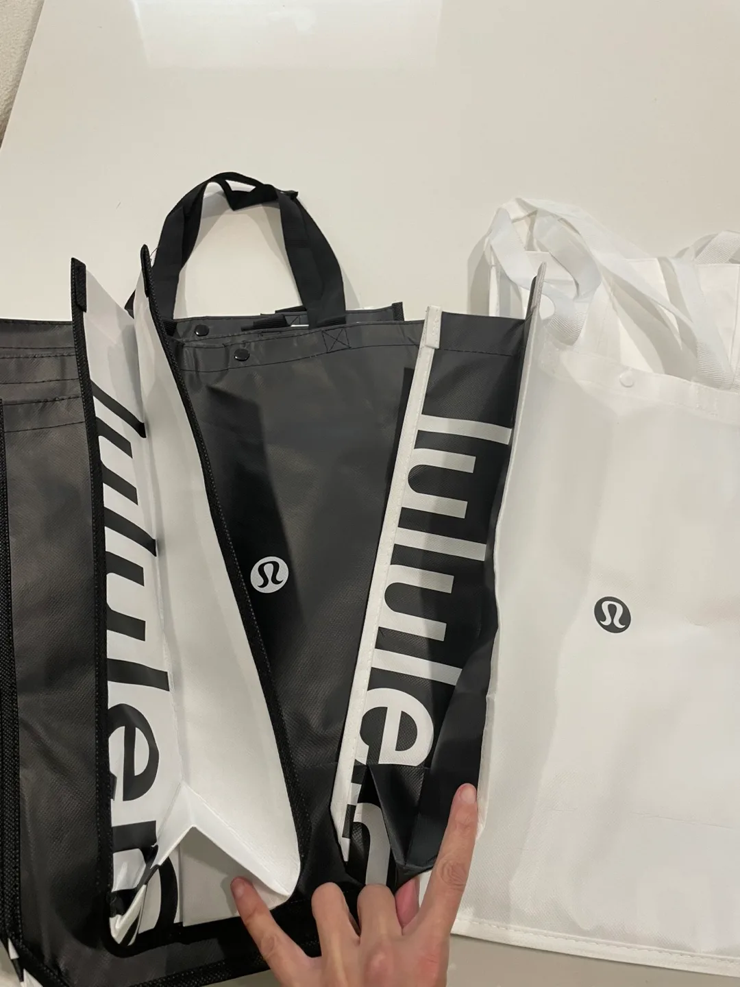 Lululemon Large Tote Bags 14”x16” New. Black/White image indicator(4)