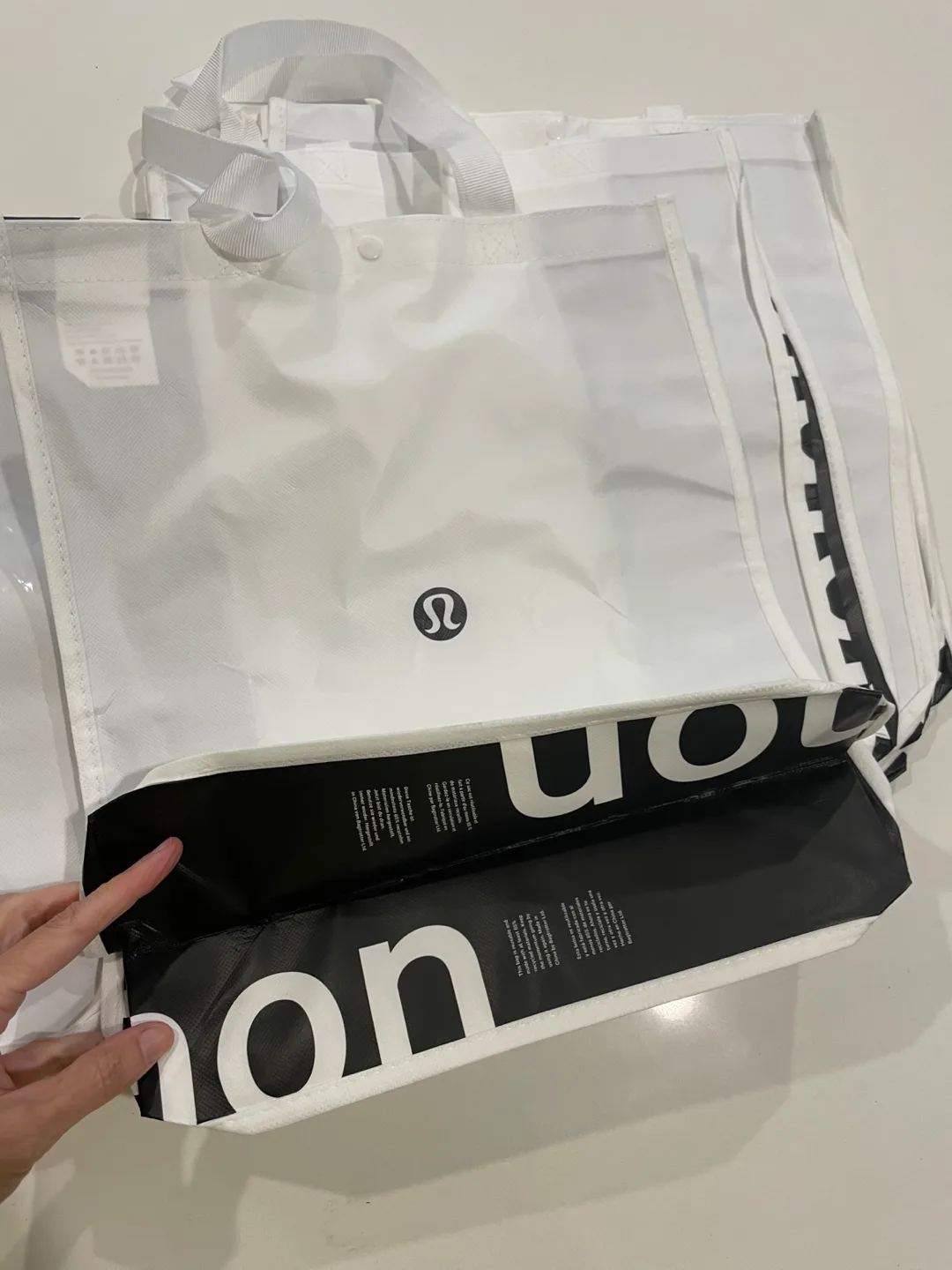 Lululemon Large Tote Bags 14”x16” New. Black/White image indicator(8)