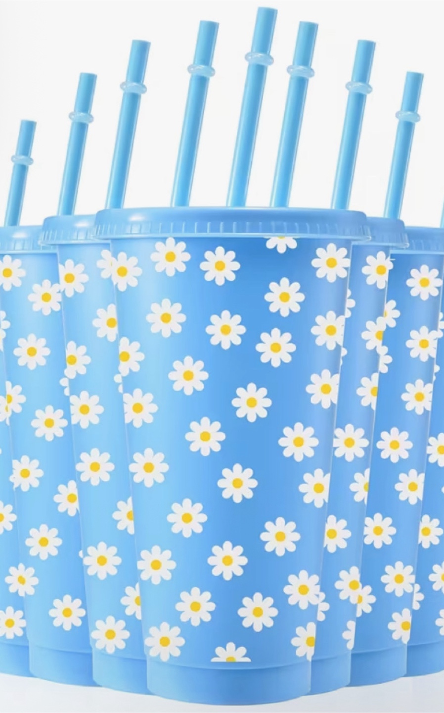 10 Blue Daisy Tumblers  with Straw (24oz)