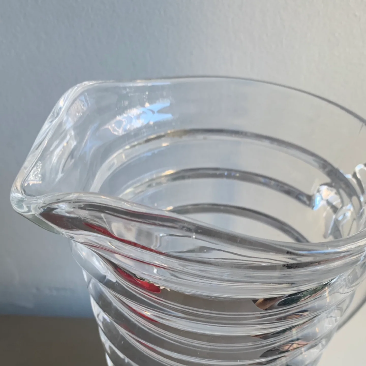 Clear Glass Ribbed Pitcher - thick glass image indicator(4)