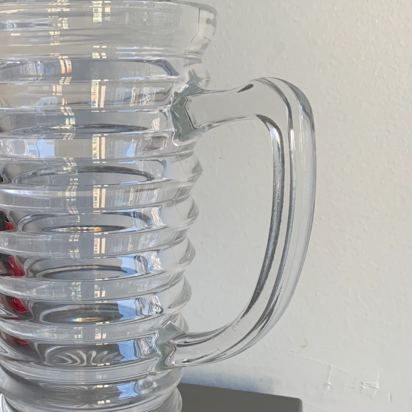 Clear Glass Ribbed Pitcher - thick glass image indicator(3)