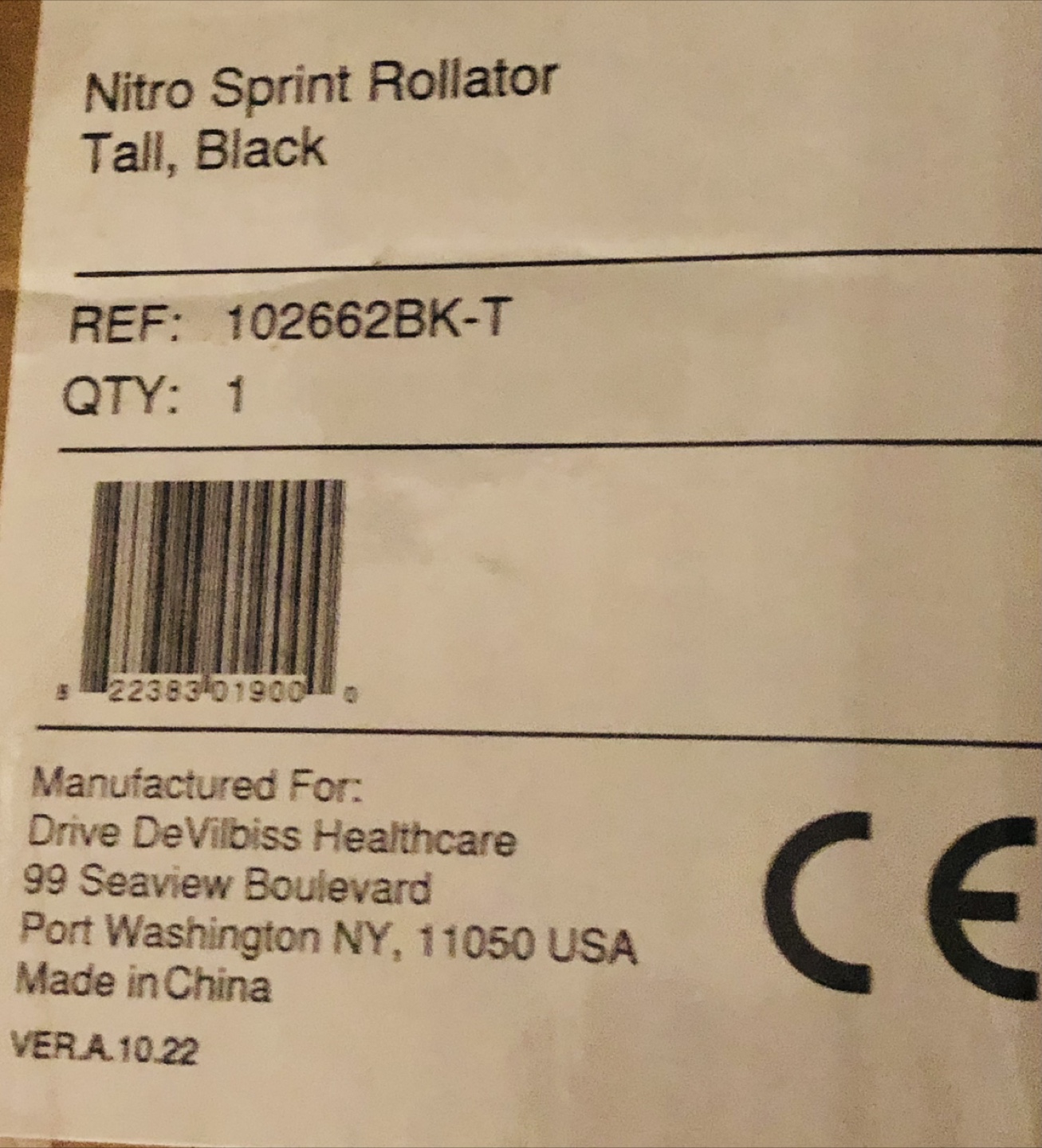 Drive Nitro Sprint Rollator - Tall, Black