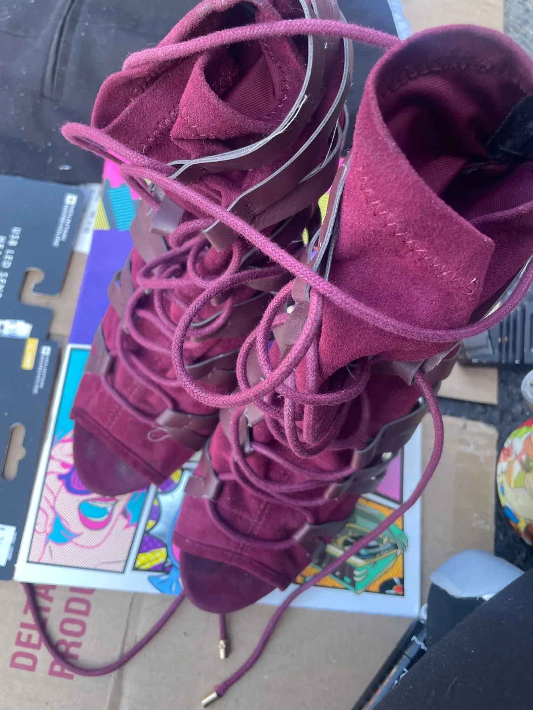 Burgundy Lace-Up Heels thumbnail