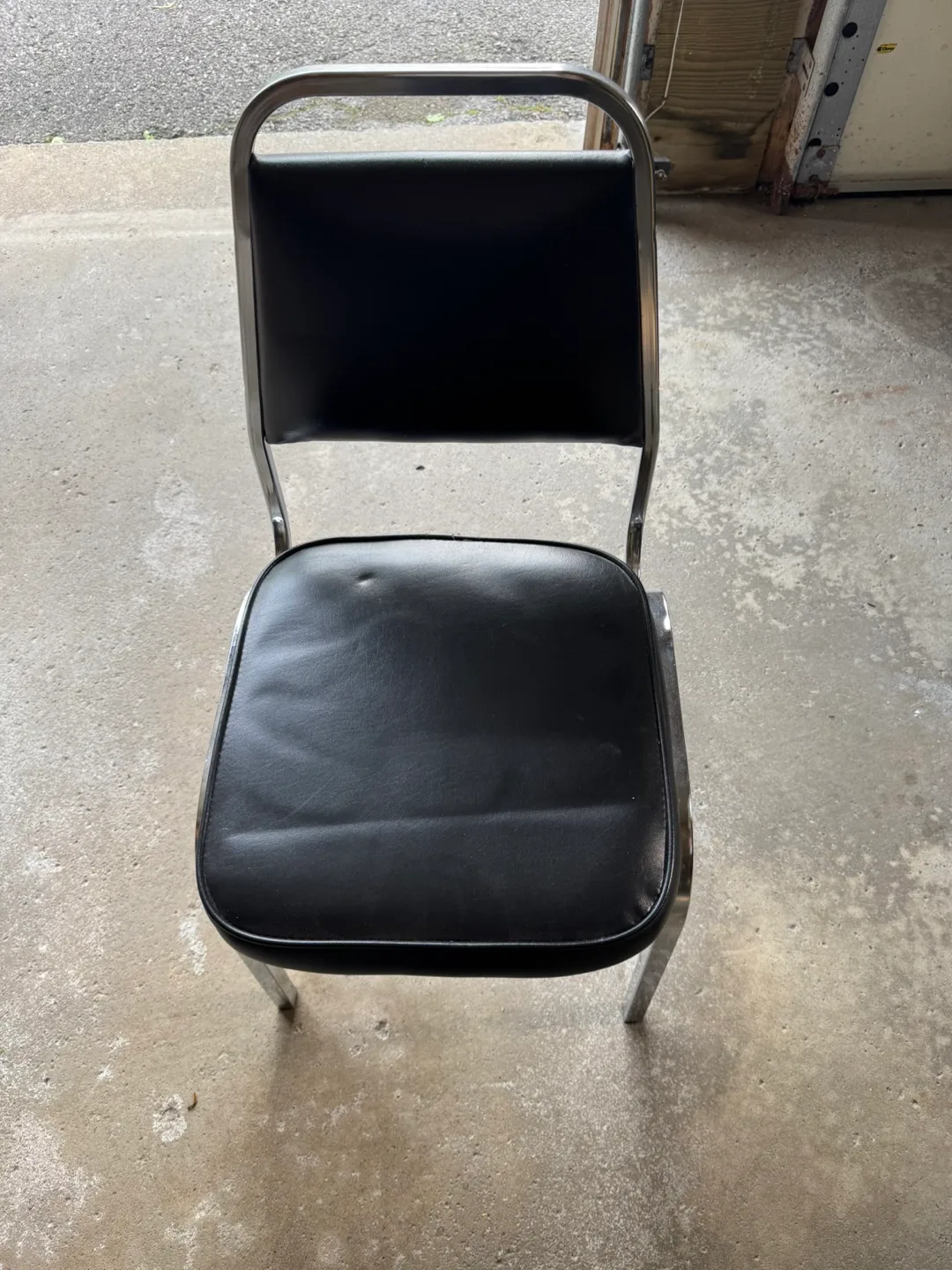 Black Vinyl and Chrome Dining Chairs thumbnail