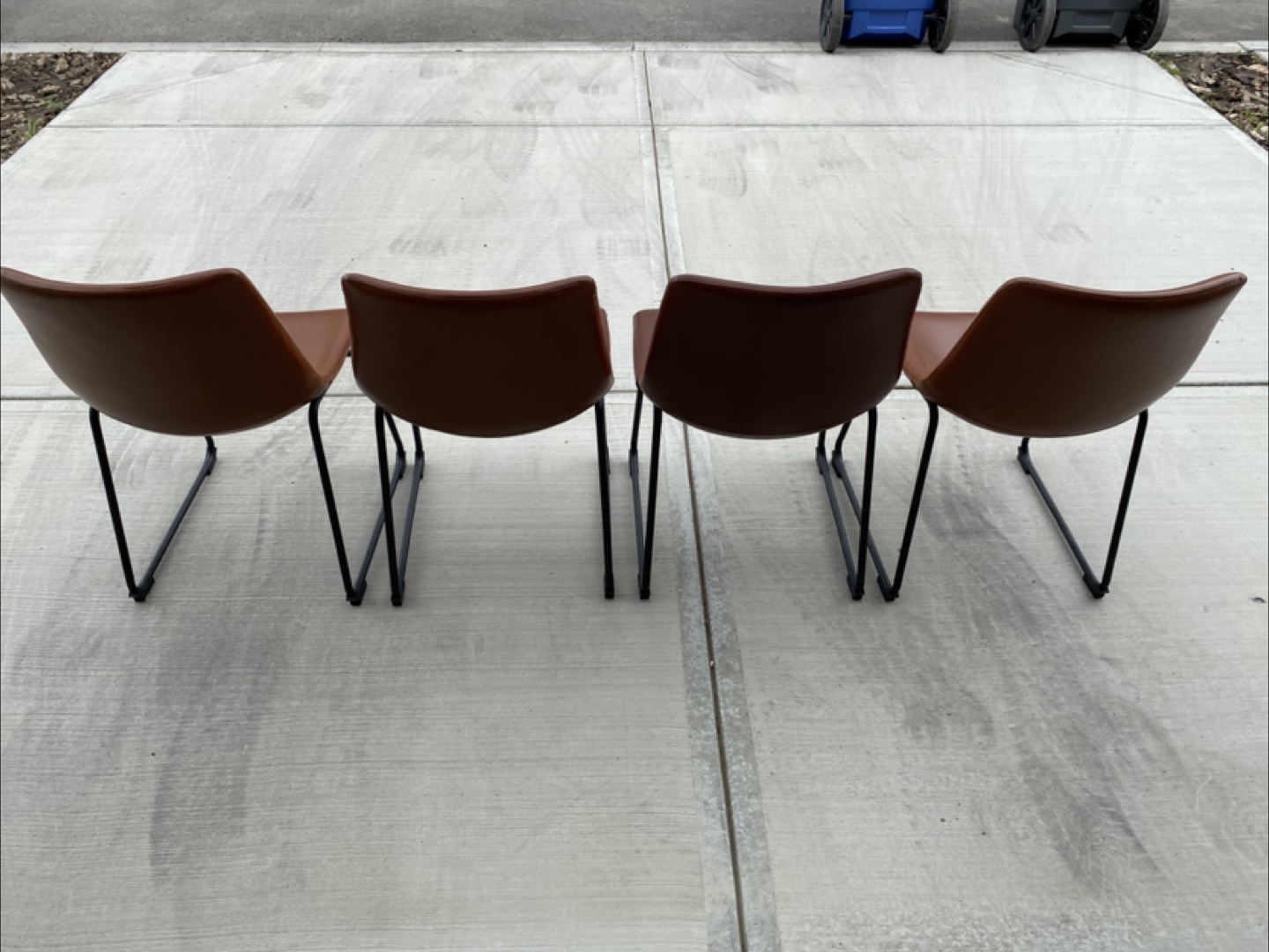 Set of 4 Brown Leather Dining Chairs - photo 2