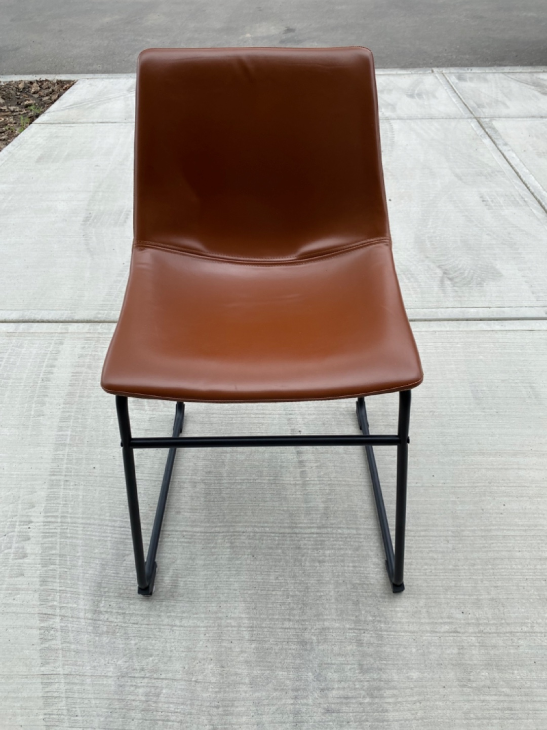 Set of 4 Brown Leather Dining Chairs - photo 3