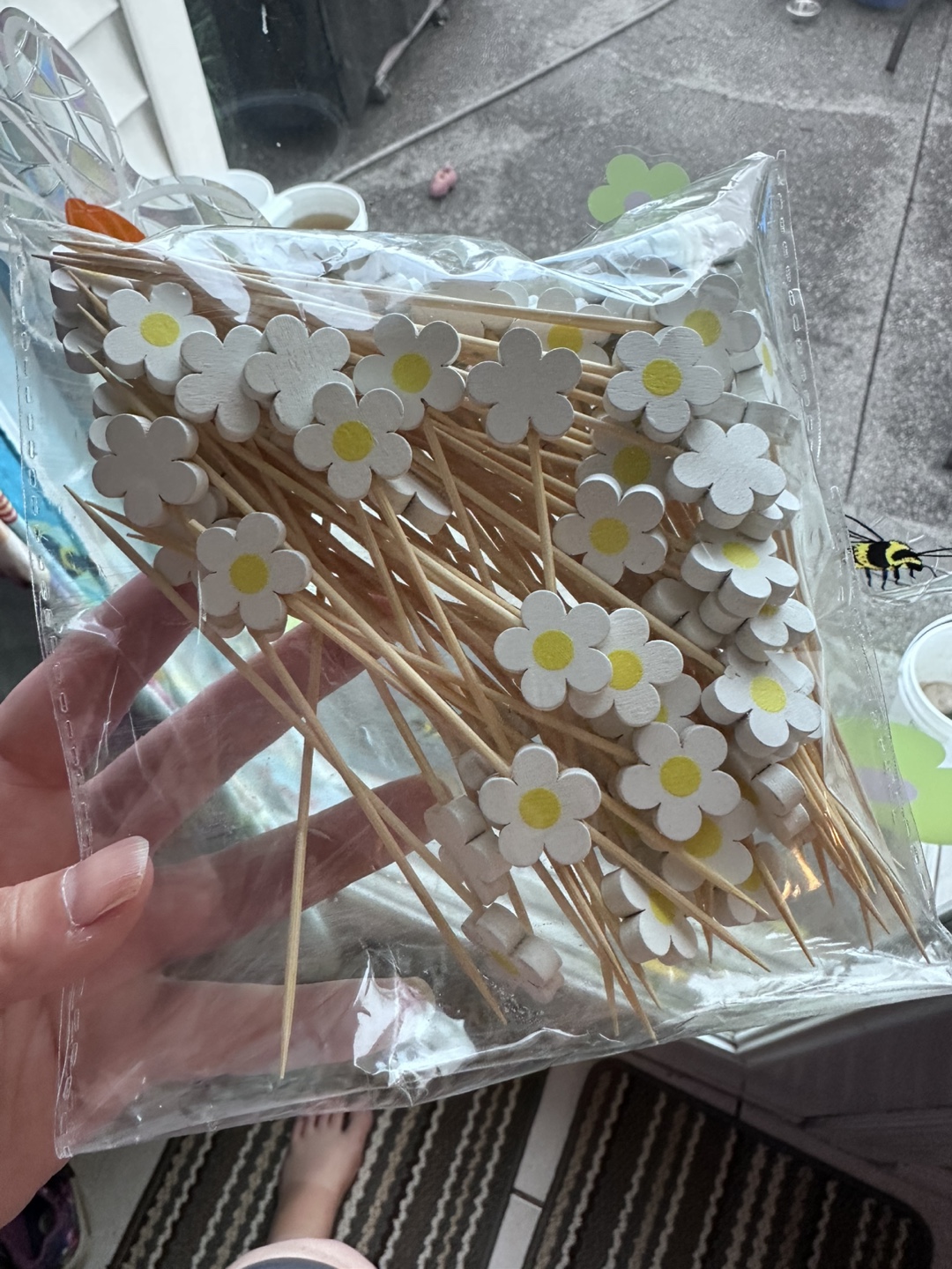 Daisy Flower  wooden food picks