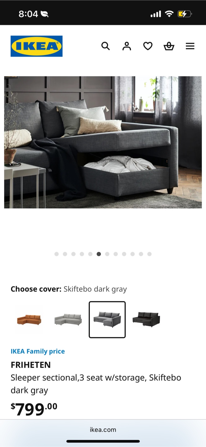 IKEA FRIHETEN Sleeper Sectional - Dark Gray - photo 5