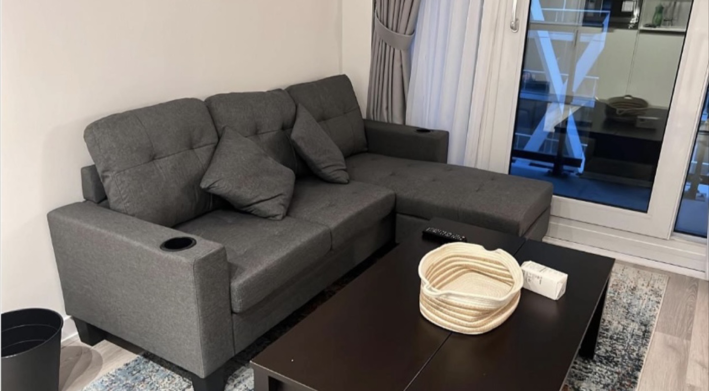 Gray Sectional Sofa with Chaise Lounge