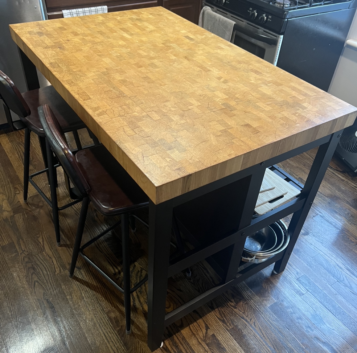 IKEA VADHOLMA Kitchen Island - Black/Oak