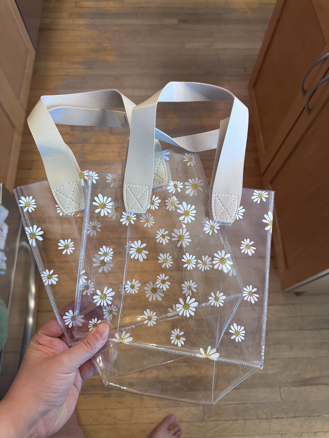 2  Clear Daisy Print gift  Bags