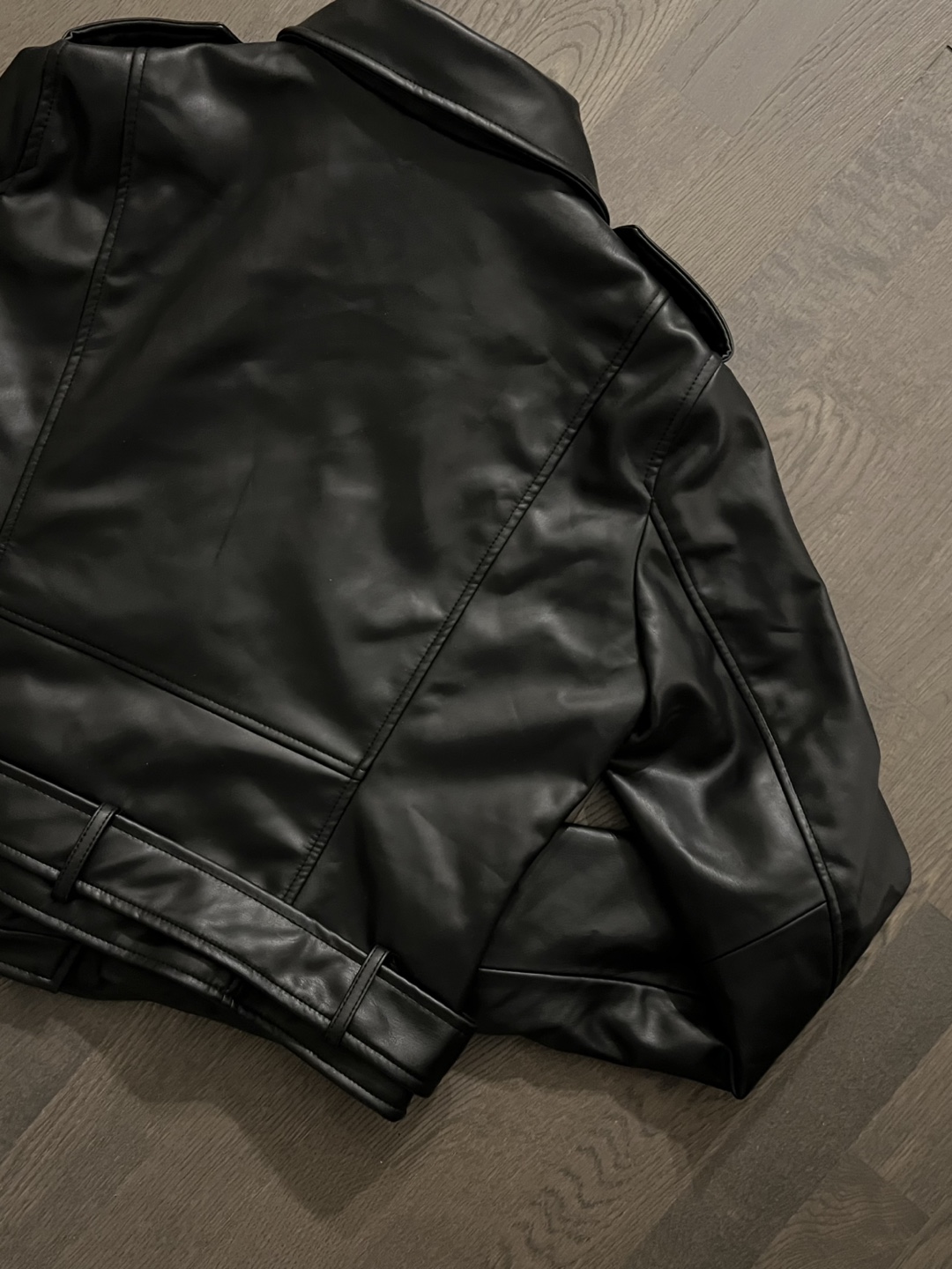 Zara Black Faux Leather Biker Jacket - photo 3