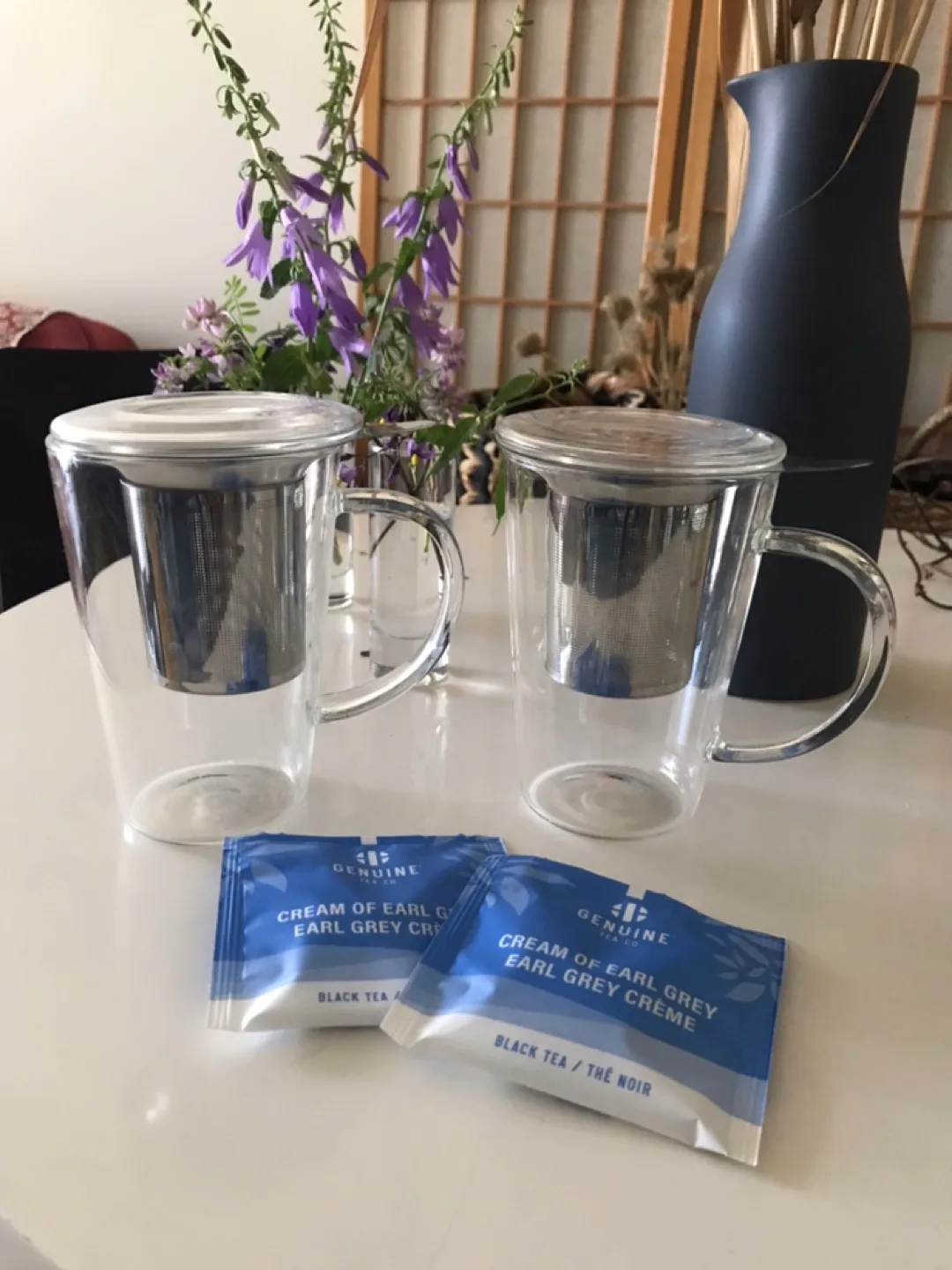 2 David’s Tea Glass Mugs+2 Glass Covers+2 Infusers+✨Free Tea thumbnail