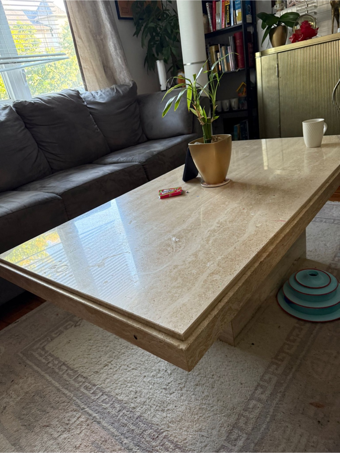 Travertine Console Table