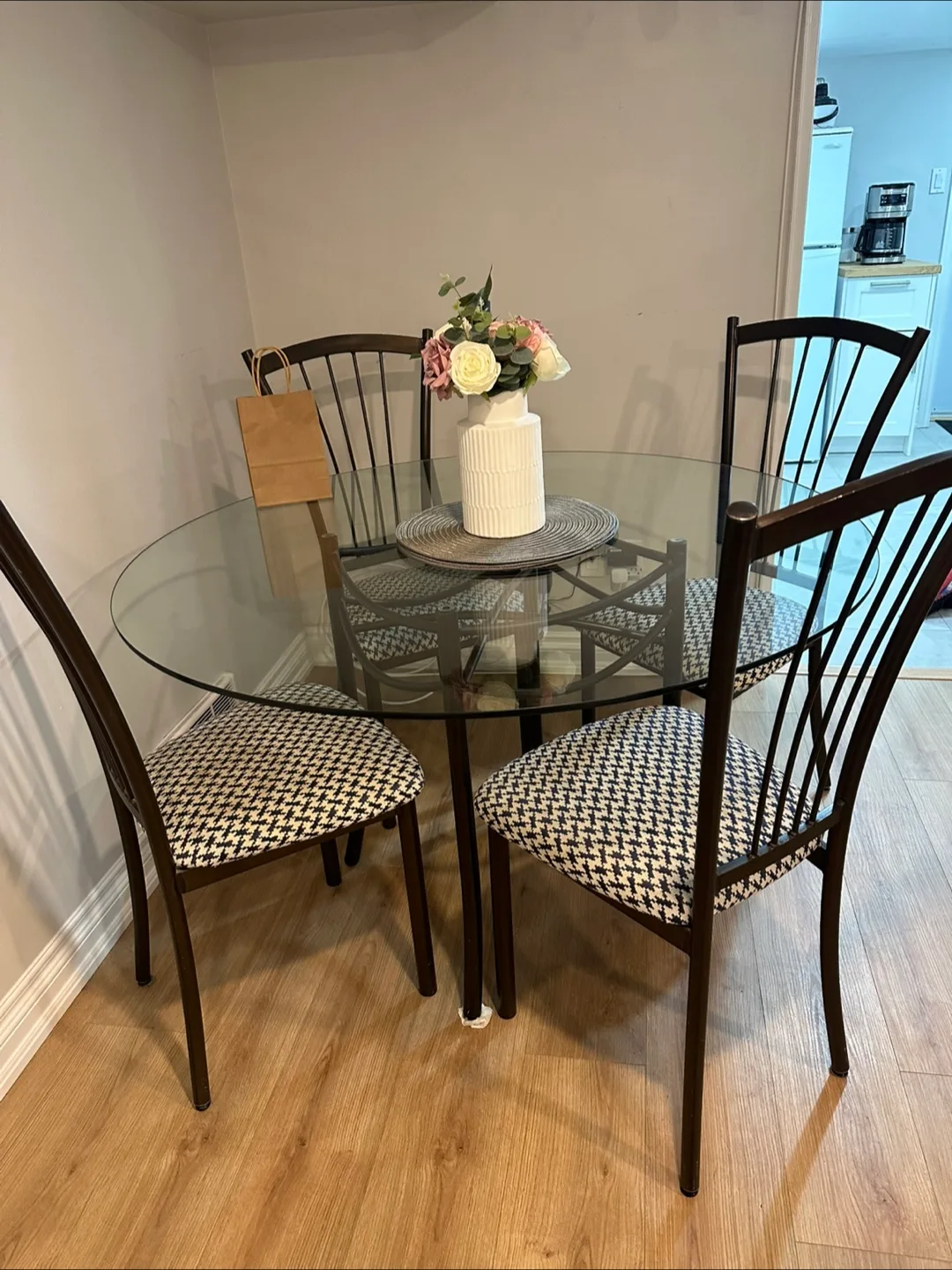 Glass Top Dining Table with 4 Chairs image indicator(2)