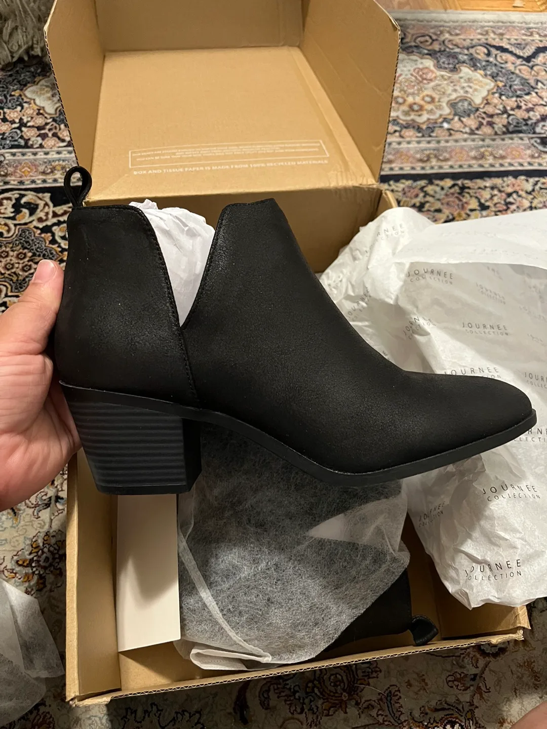 Journee Collection Black Ankle Boots - Size 9 thumbnail