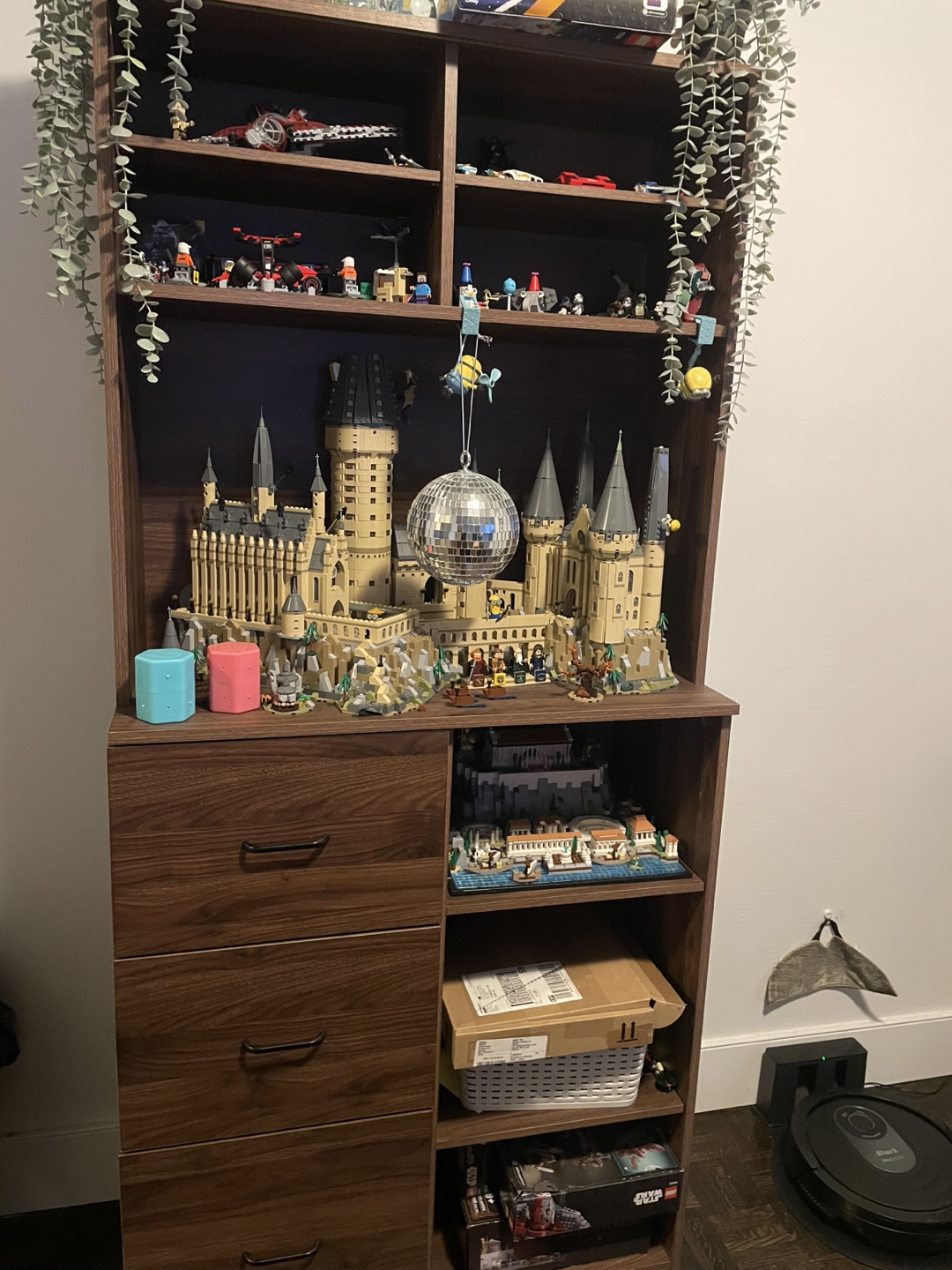 Brown cabinet with shelves
