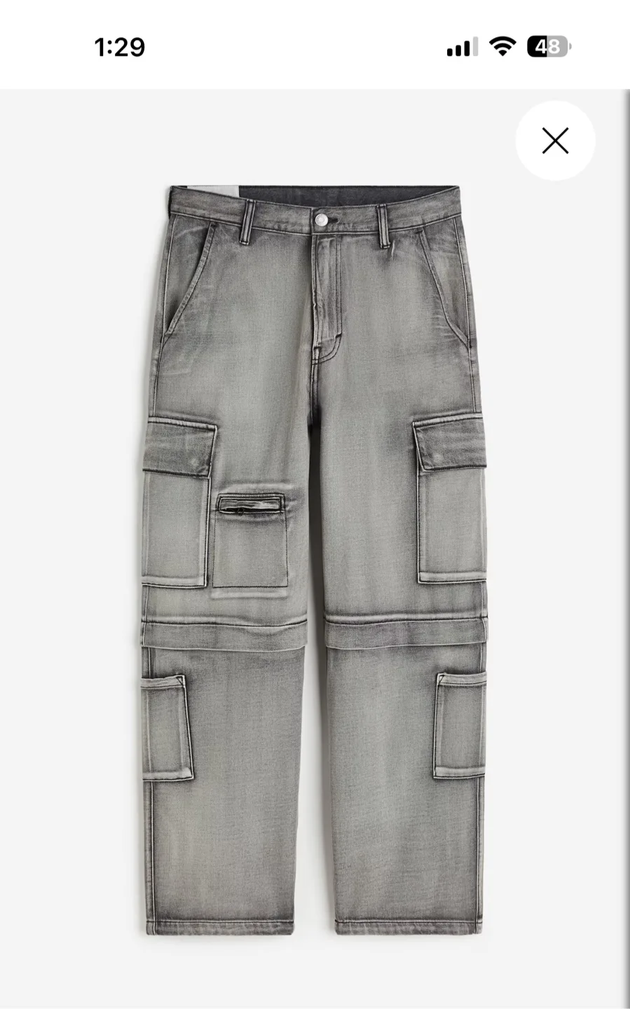 H&M Grey Denim Cargo Pants thumbnail
