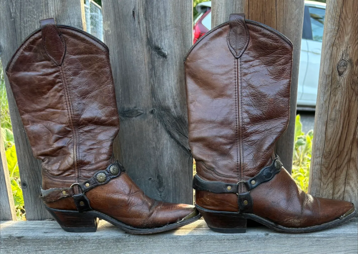 Vintage Brown Leather Cowboy Boots - Size 7 image indicator(2)