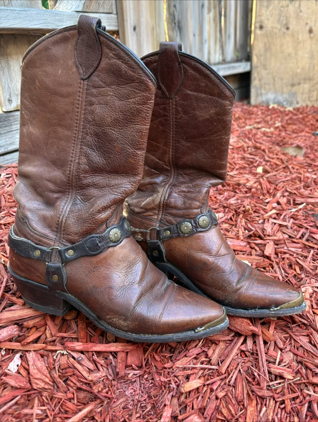 Vintage Brown Leather Cowboy Boots - Size 7 thumbnail