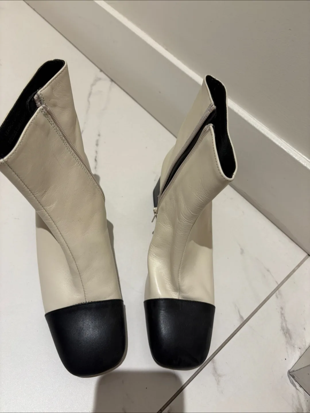 Two-Tone Leather Ankle Boots - Size 9 thumbnail