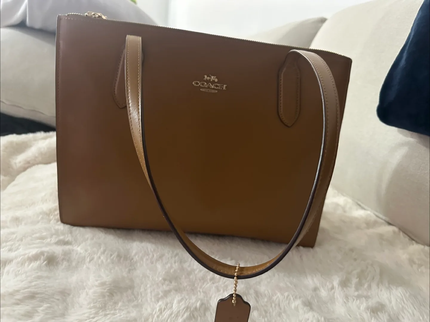 Coach Leather Tote Bag - Brown thumbnail