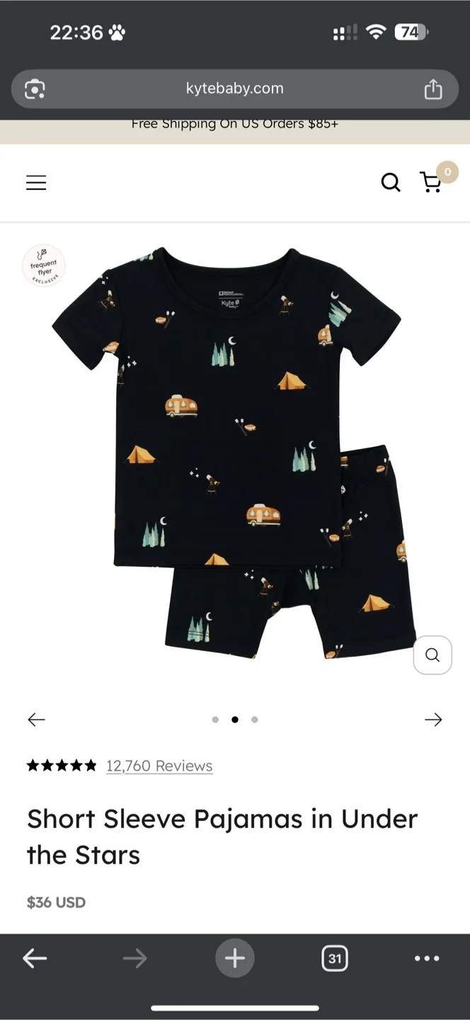 Kyte Baby Short Sleeve Pajamas - Under the Stars thumbnail