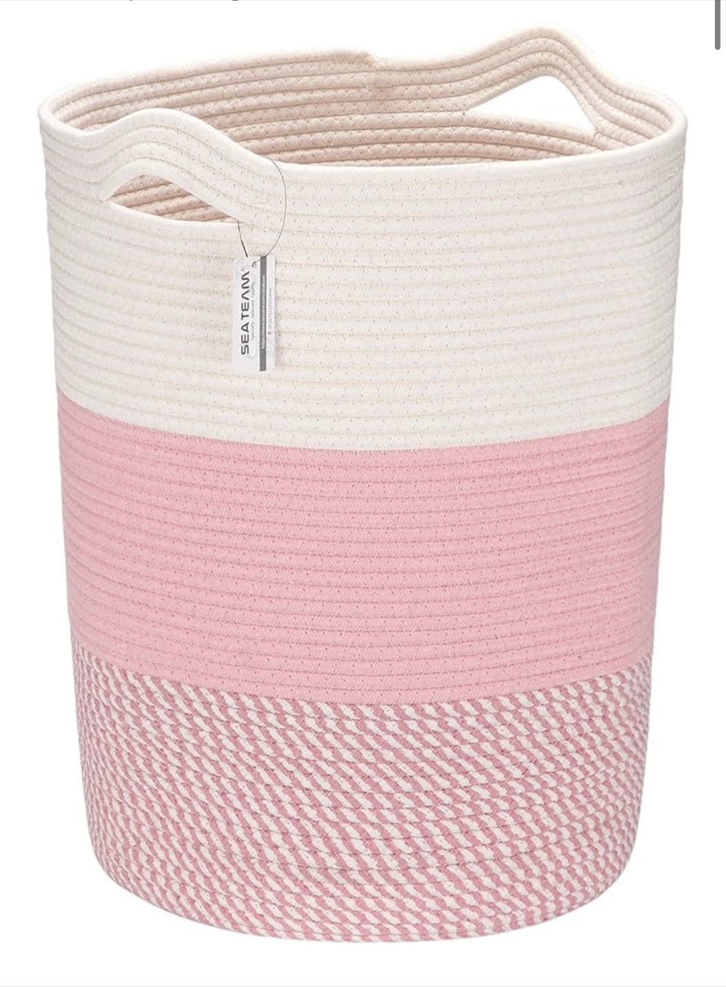 Cotton Rope Basket - White & Pink - photo 3