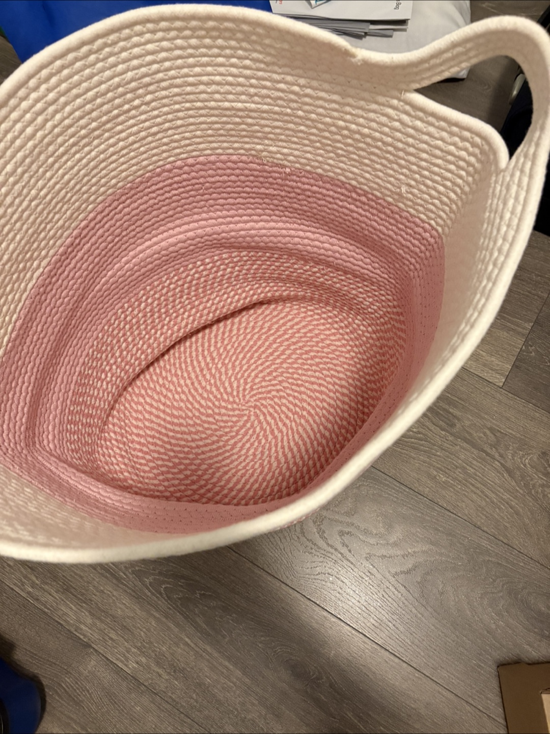 Cotton Rope Basket - White & Pink - photo 2