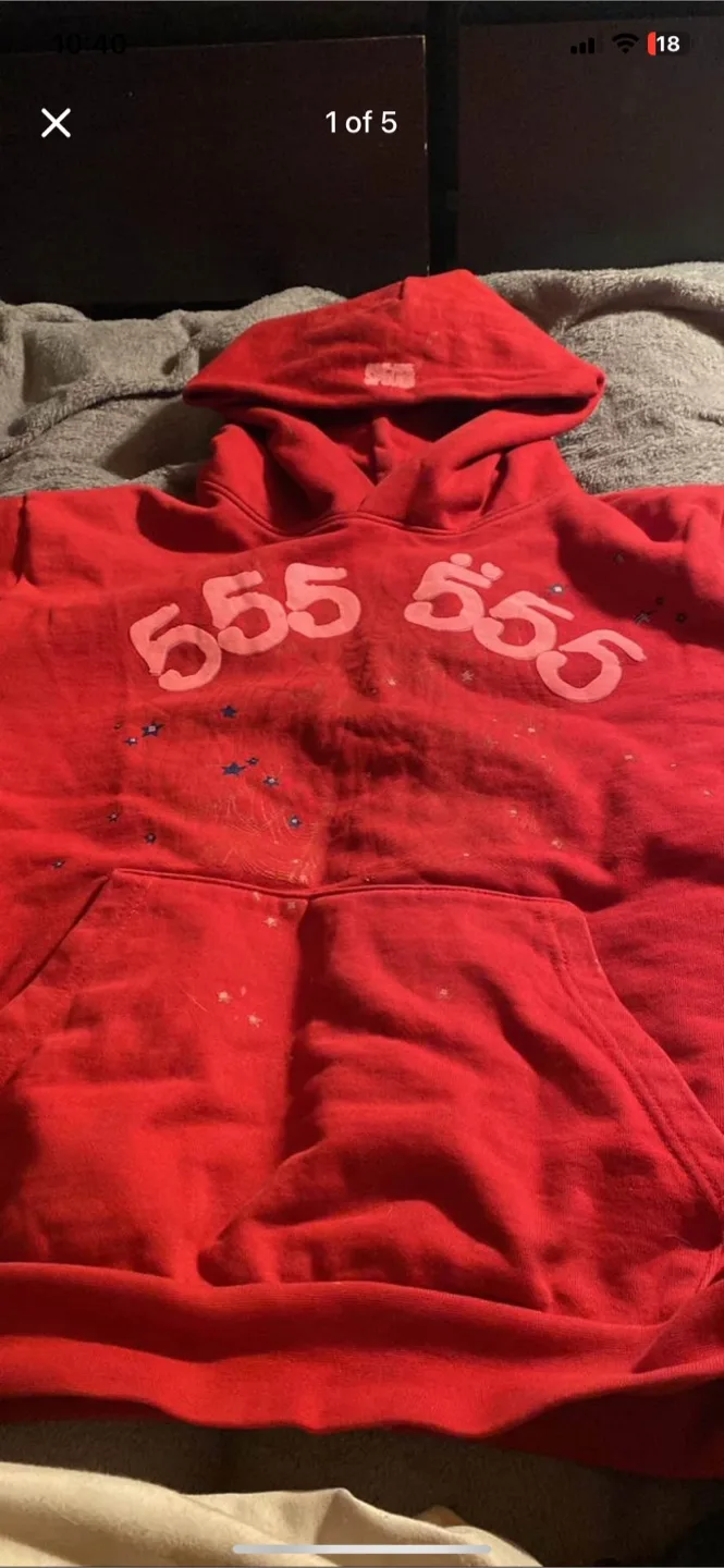 Sp5der Red Hoodie, Size M thumbnail
