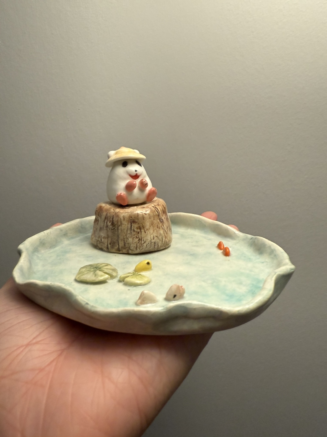 Handmade hamster ceramic jewelry plate - photo 2