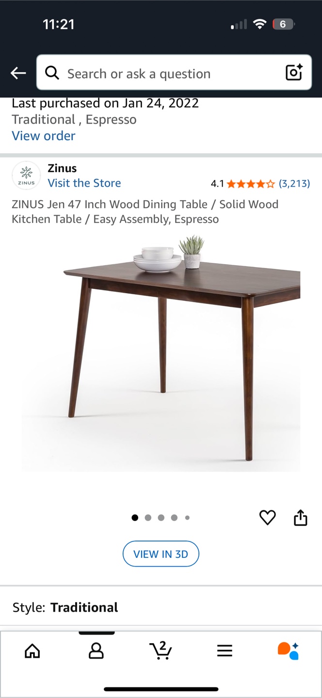 ZINUS Jen 47 Inch Wood Dining Table