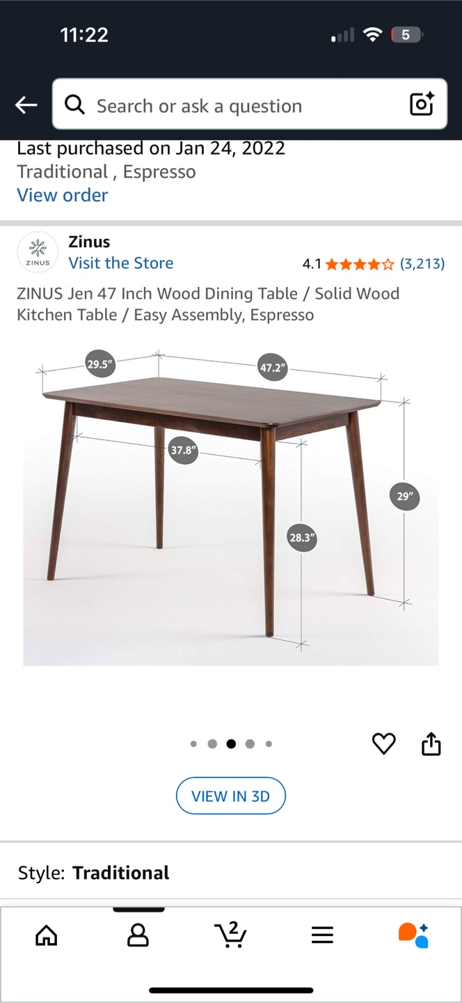 ZINUS Jen 47 Inch Wood Dining Table - photo 2