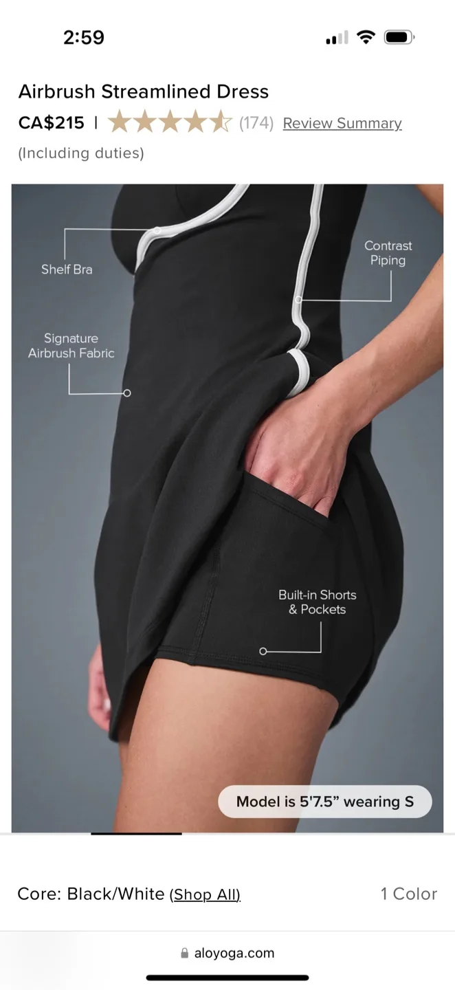 ALO Yoga Airbrush Streamlined Dress - Black/White image indicator(5)