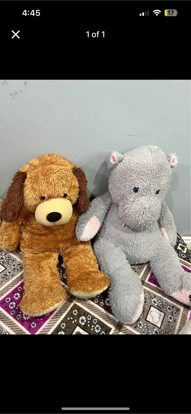 Dog & Hippo Plush Toys thumbnail