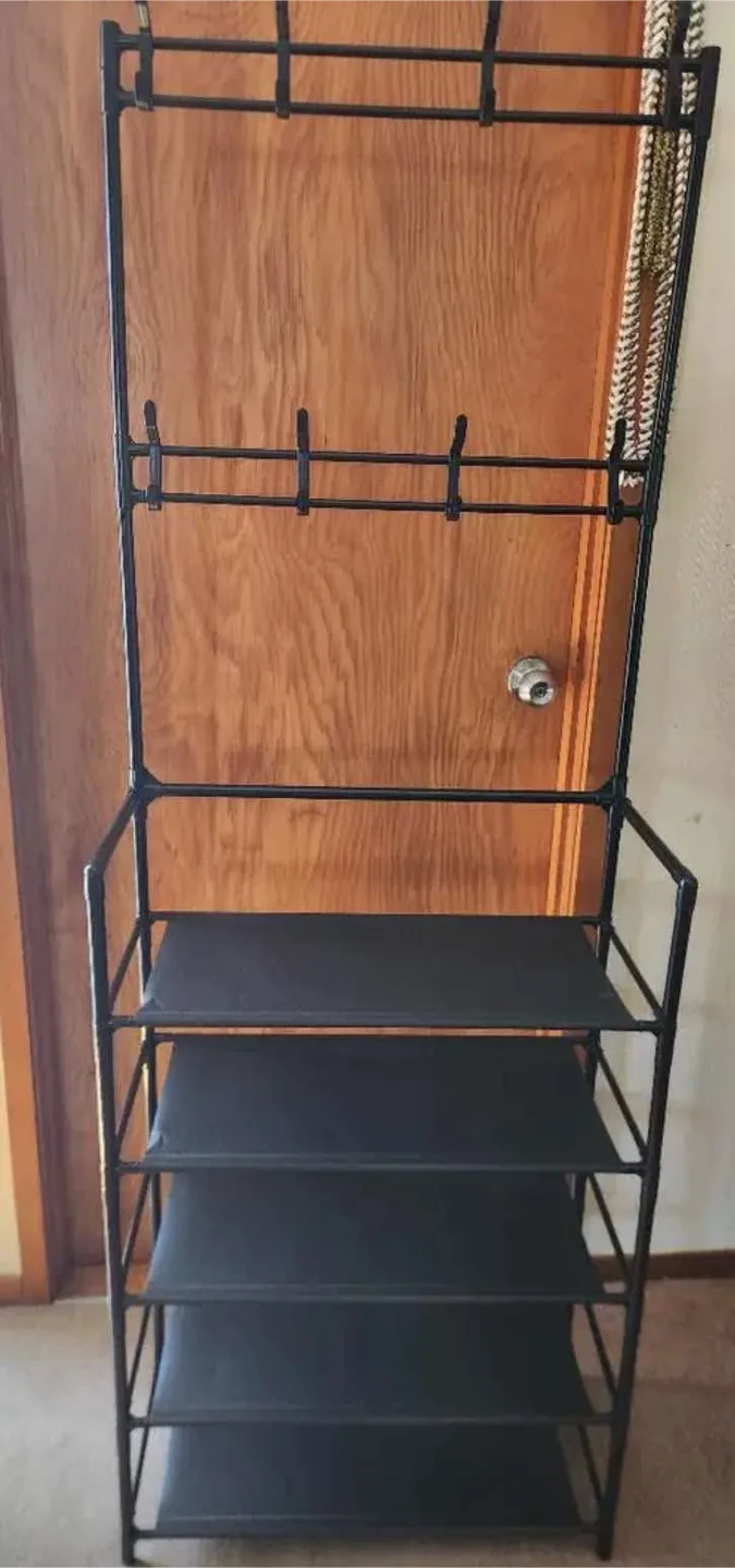Black Clothes Rack with Shelves thumbnail
