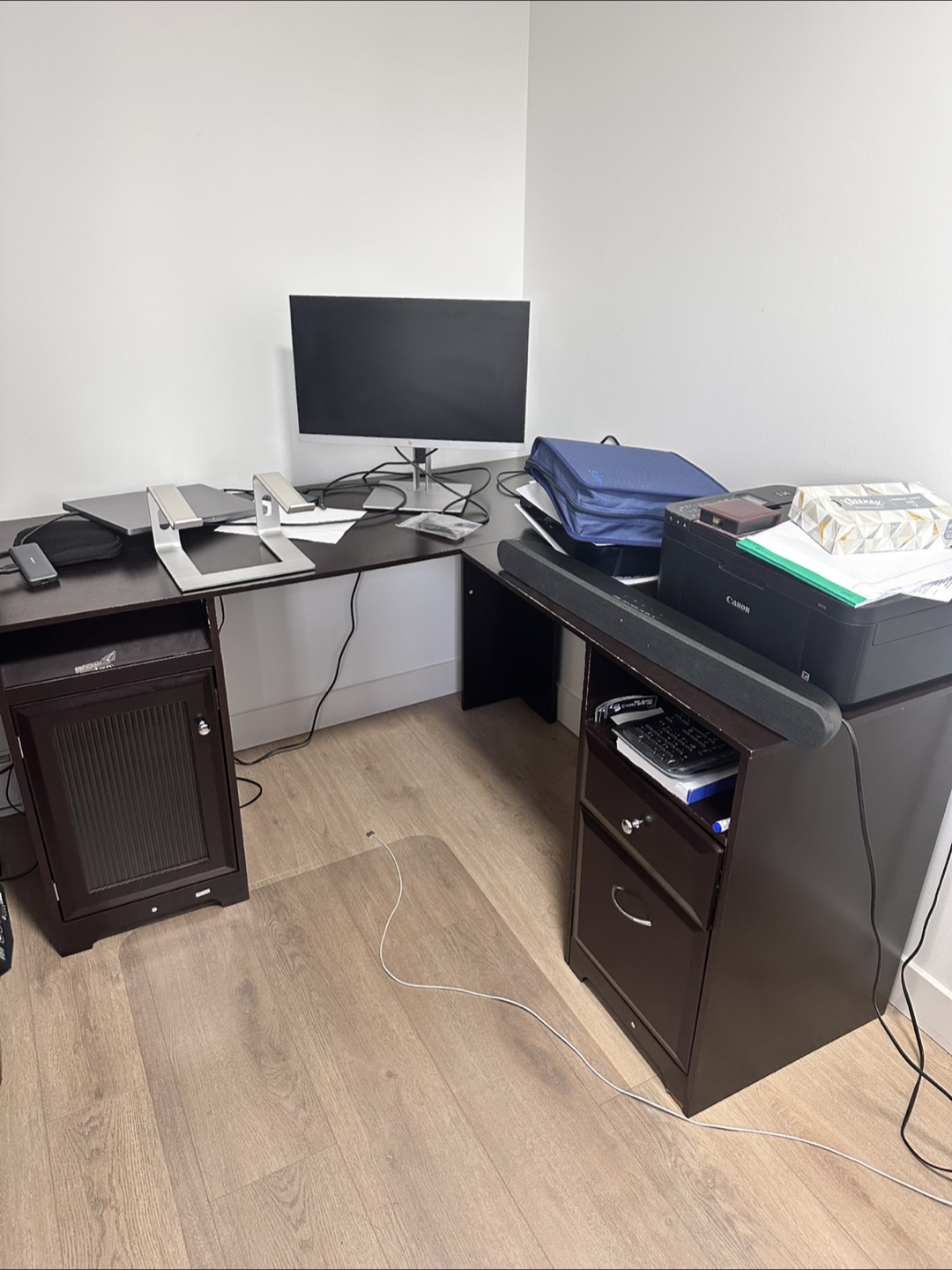 Brown L-shaped Office Desk - photo 2
