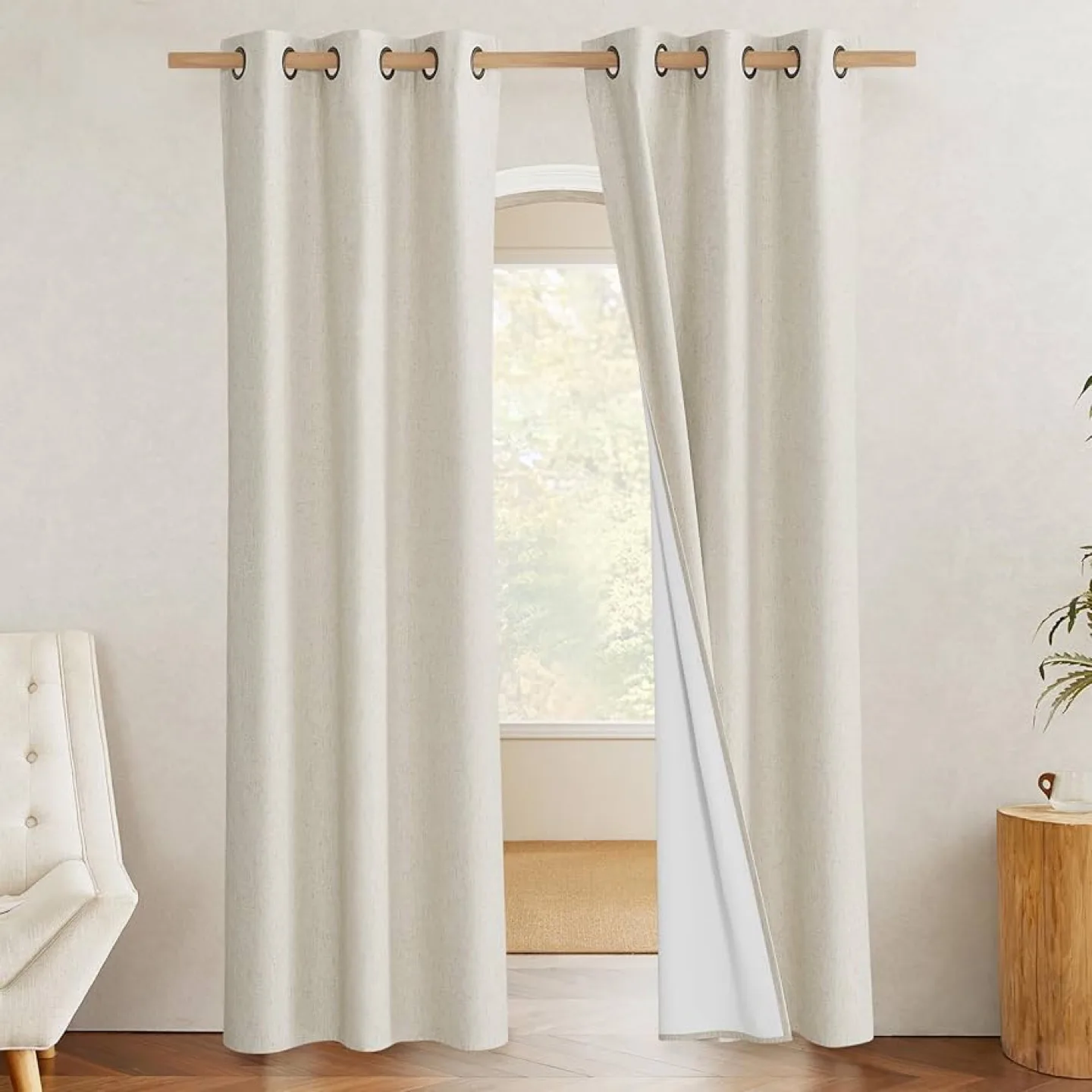New NICETOWN Blackout Natural Linen Curtain 59x90 thumbnail