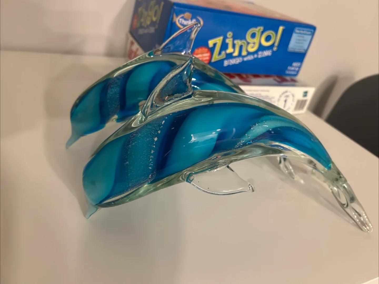 Blue Glass Dolphin Figurine thumbnail