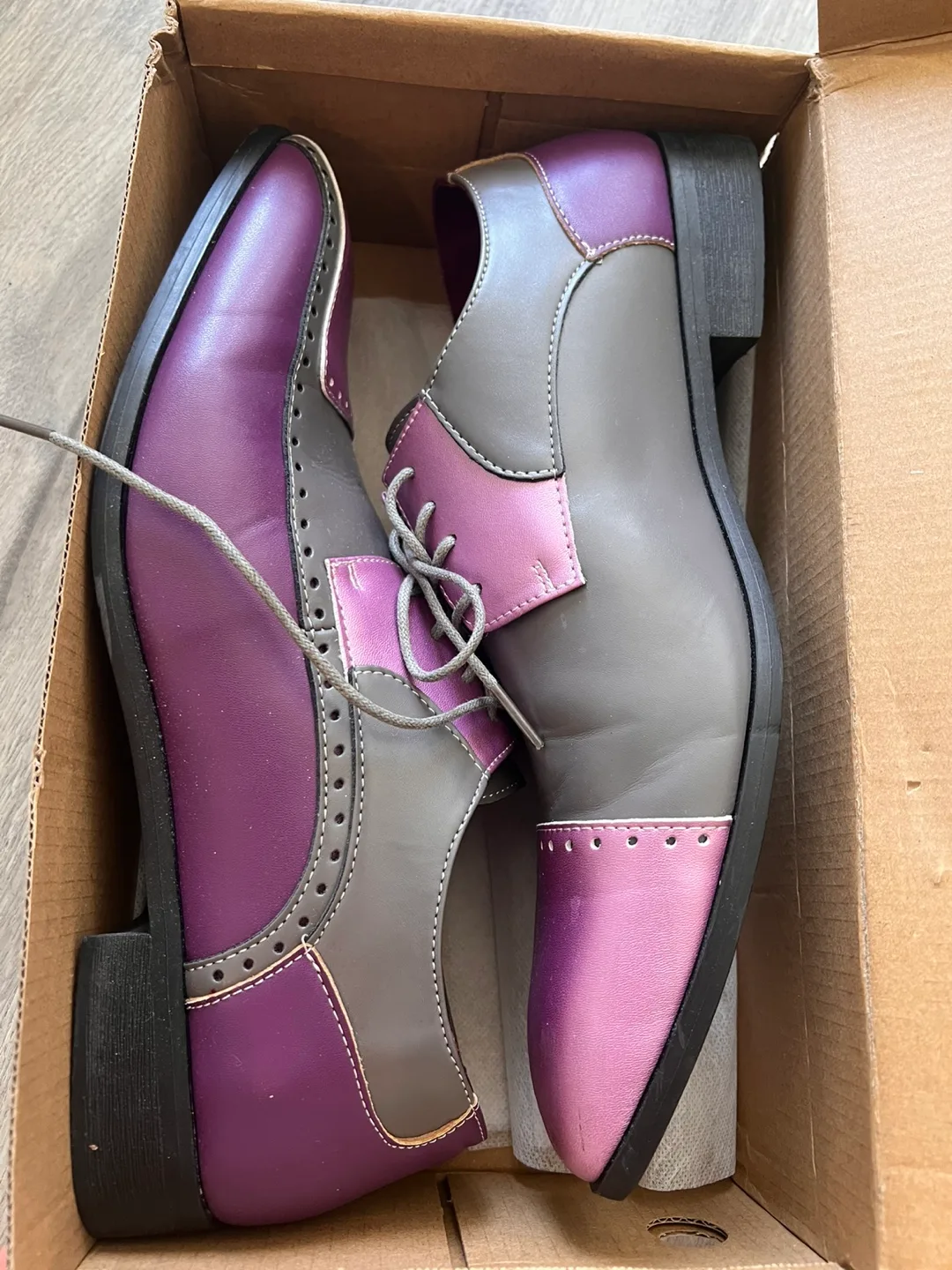 Aldo Grey & Purple Dress Shoes - Size 46 thumbnail