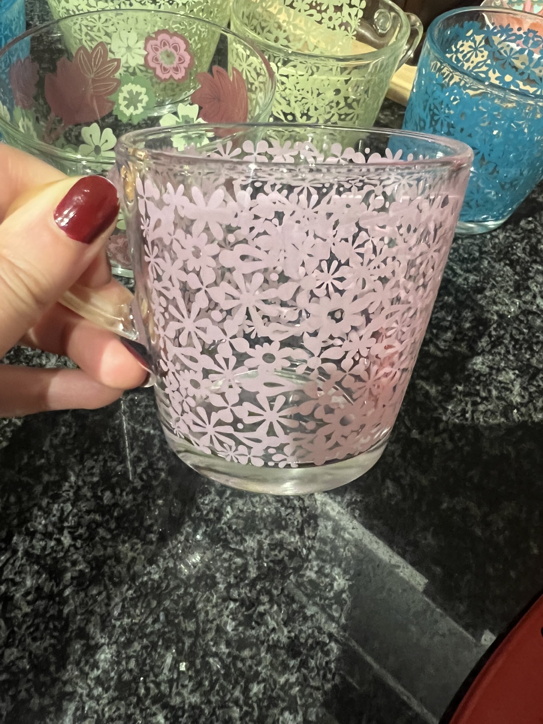 Floral Patterned Glass Cups and Bowls - photo 2