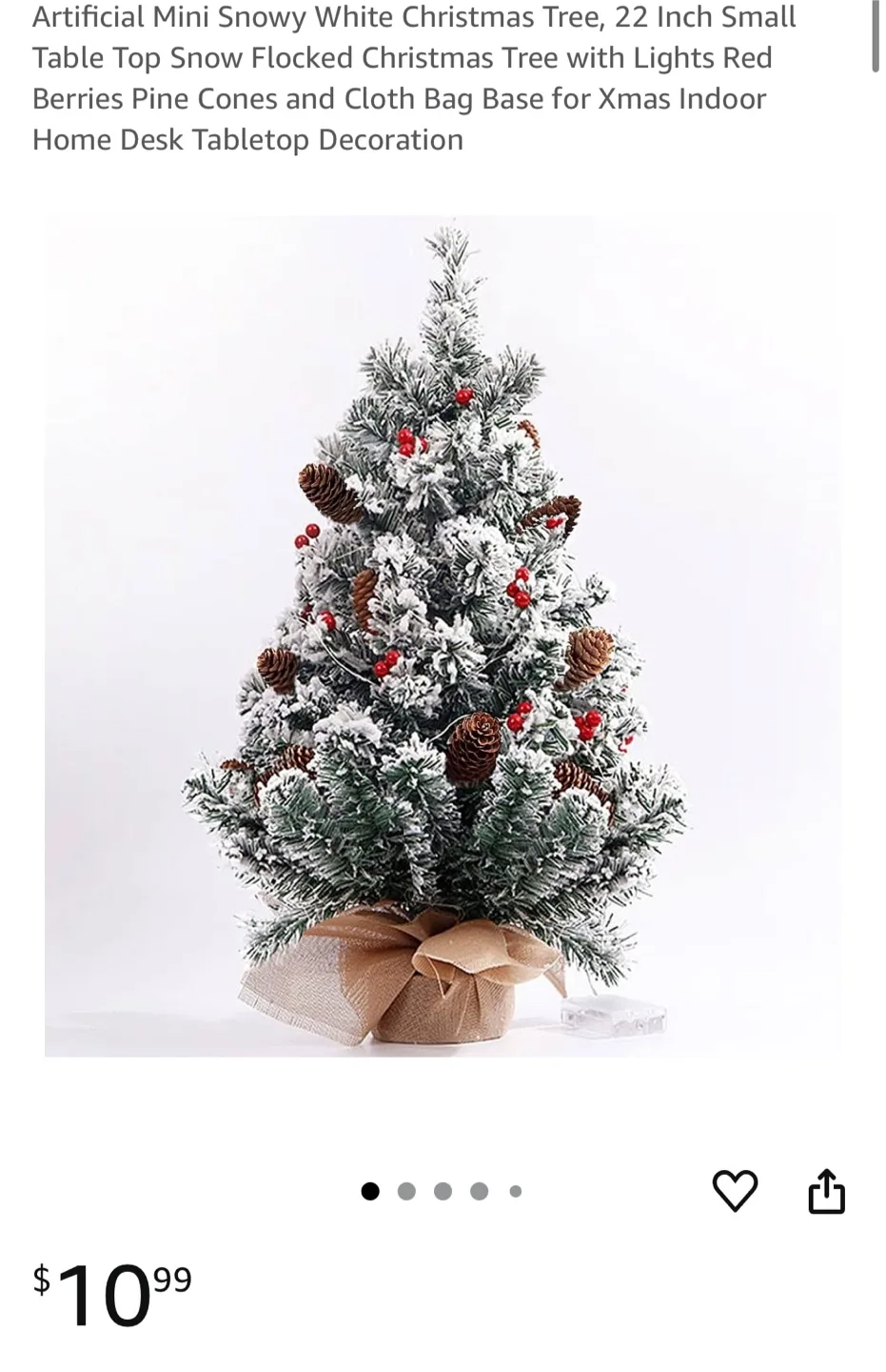 22 Inch Small Snowy White Christmas Tree thumbnail