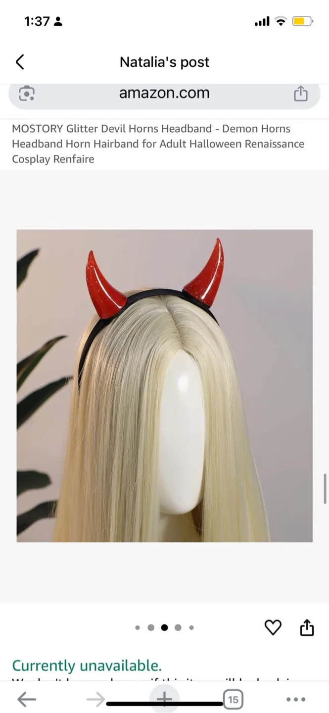 Glitter Devil Horns Headband thumbnail