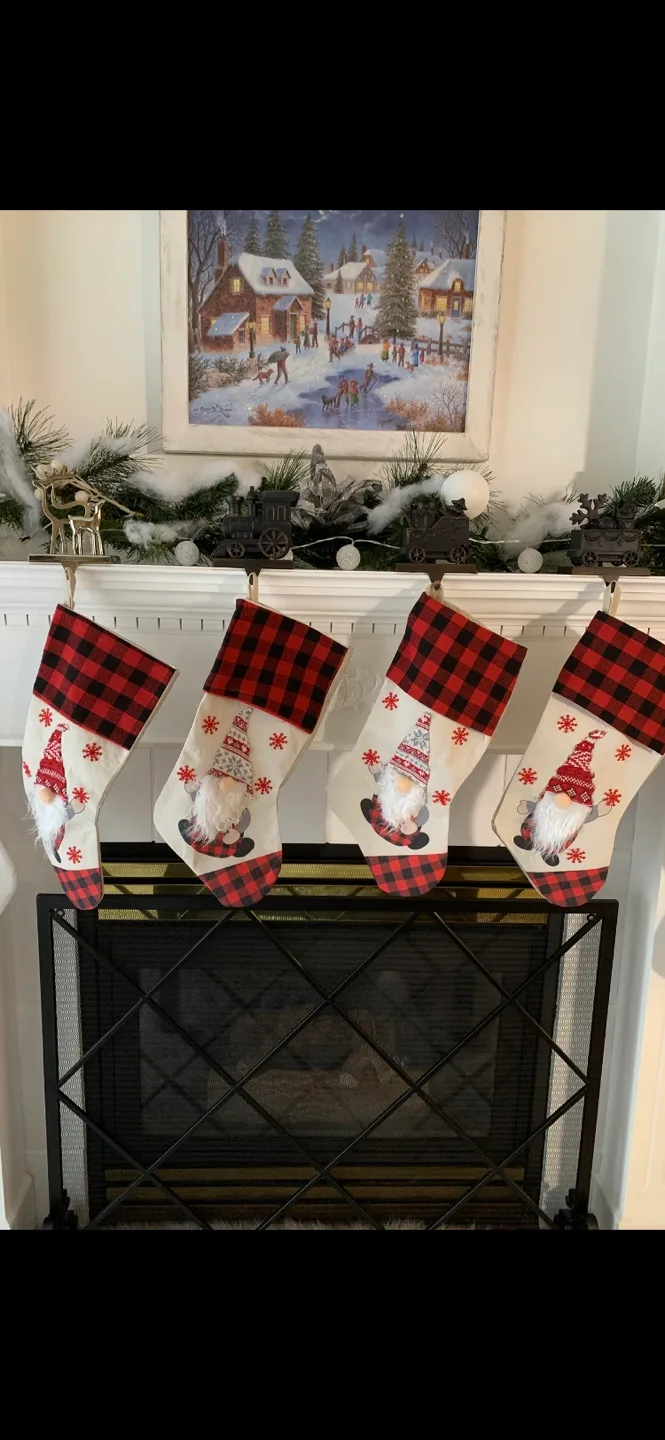 Set of 4 Christmas Gnome Stockings thumbnail