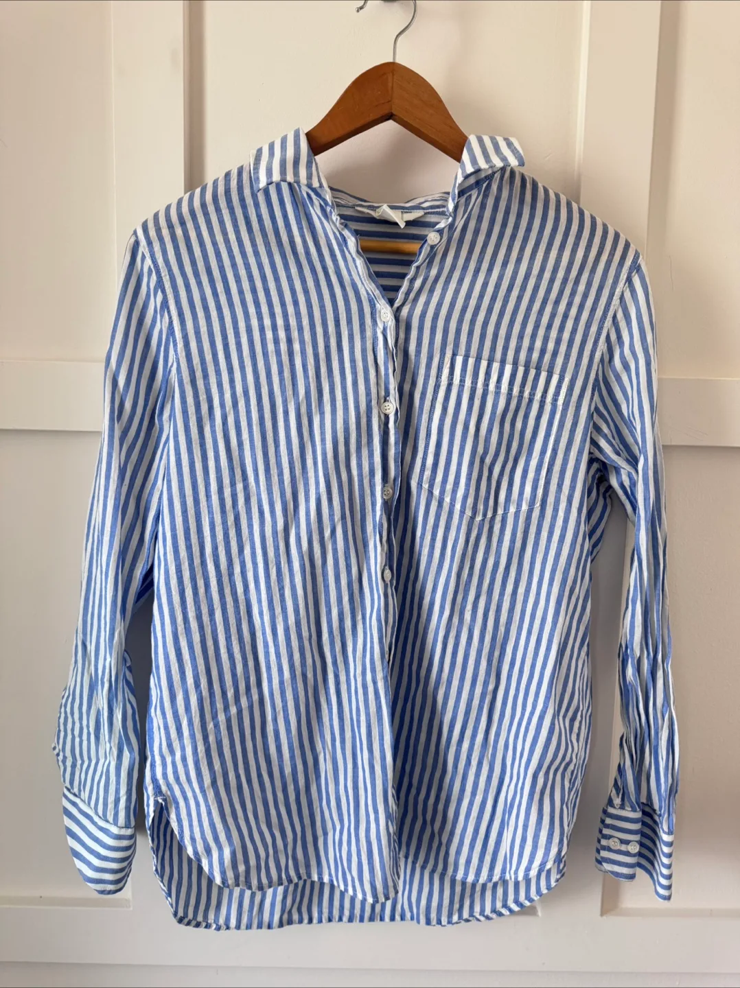 H&M Blue Striped Button-Up Shirt - Size 6 thumbnail