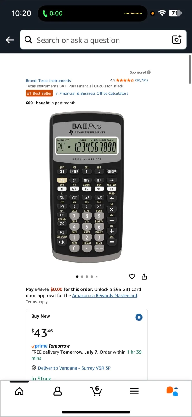 Texas Instruments BA II Plus Financial Calculator
