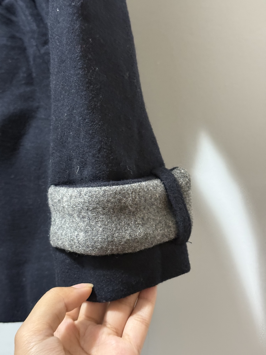 Hooded Short Coat - Navy & Grey - photo 5