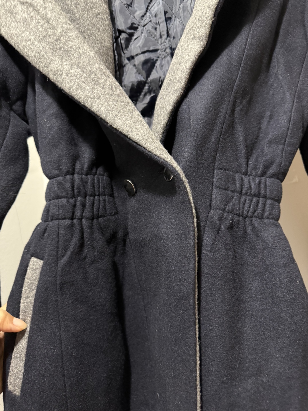 Hooded Short Coat - Navy & Grey - photo 4
