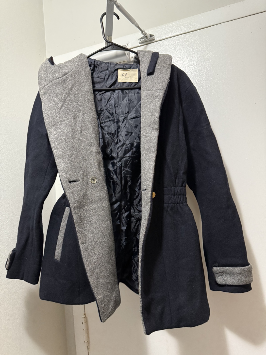 Hooded Short Coat - Navy & Grey - photo 2