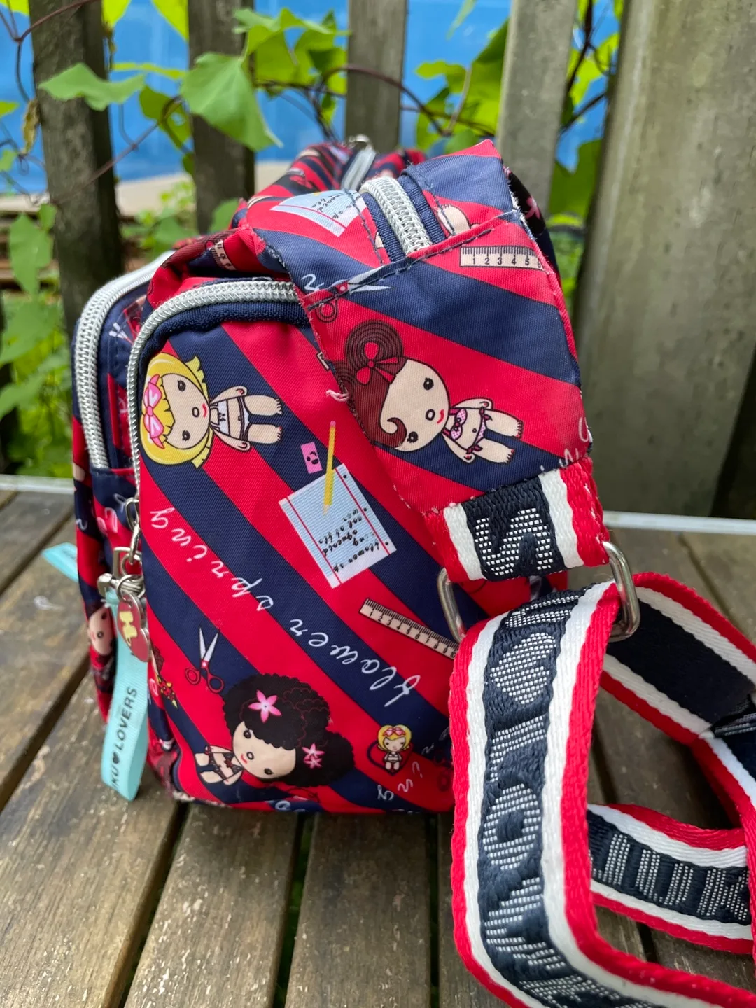 Harajuku Lovers Red & Blue Striped Shoulder Bag image indicator(4)